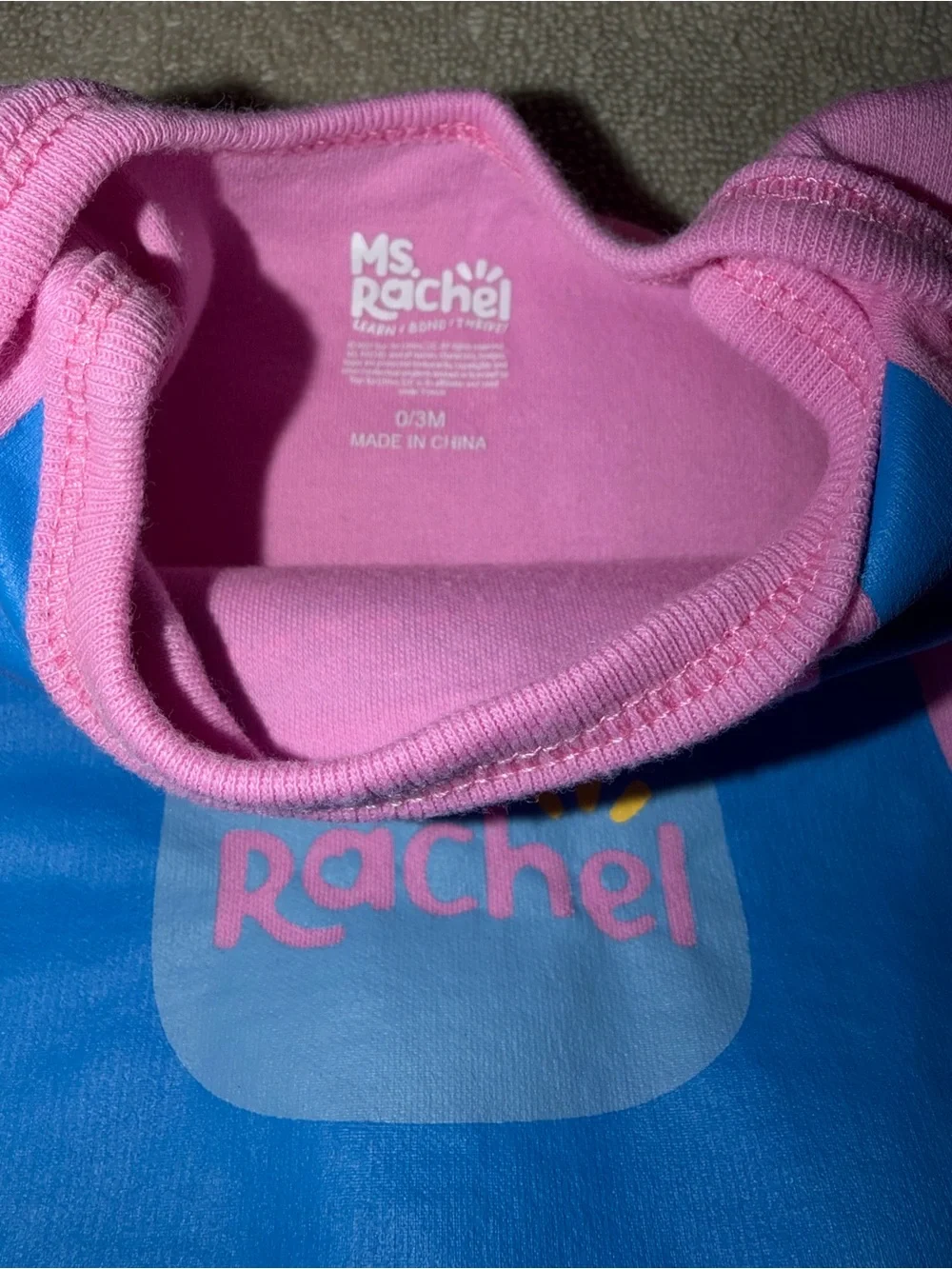 Rachel Pink and Blue Baby Top with Logo